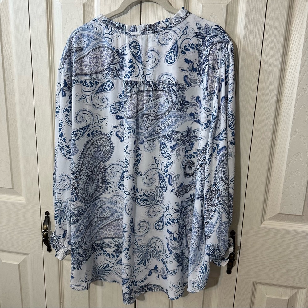 Cynthia Rowley Paisley Print Smocked Sleeve Tunic Blouse Women’s Size 3X - Picture 3 of 9
